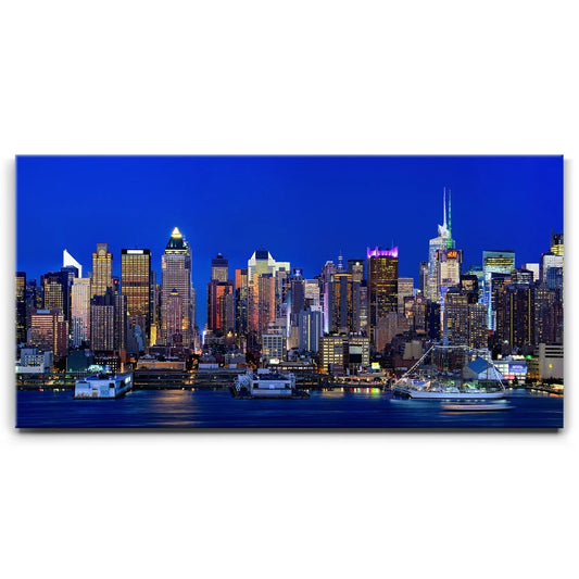 Famous Midtown Manhattan Skyline View At Night - 2 Of 3 Posters, Prints, & Visual Artwork TheGoatWallArt LANDSCAPE - WIDE 30x15 0.75" STANDARD