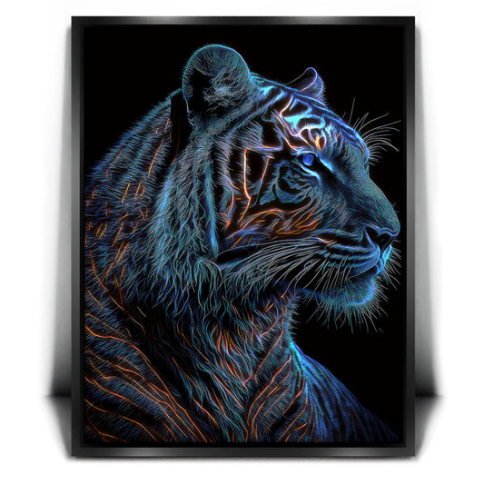Fire Tiger Posters, Prints, & Visual Artwork TheGoatWallArt PORTRAIT 18x24 1.70" BLACK FRAME