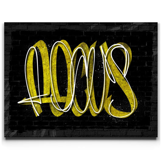 Focus - Calligraphy - Gold Posters, Prints, & Visual Artwork TheGoatWallArt LANDSCAPE 24x18 0.75" STANDARD