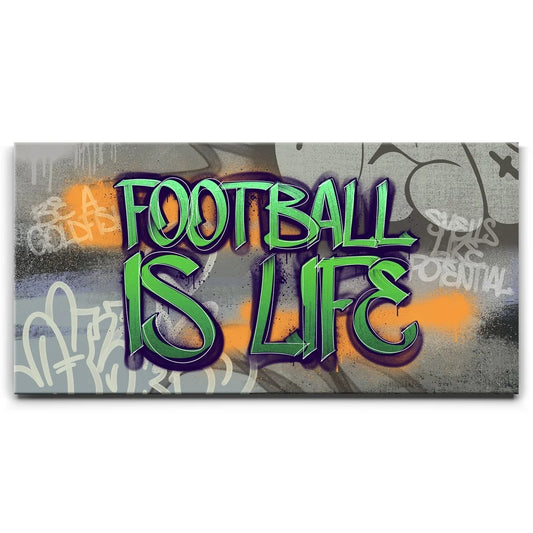 Football Is Life - Graffiti Posters, Prints, & Visual Artwork TheGoatWallArt LANDSCAPE - WIDE 30x15 0.75" STANDARD