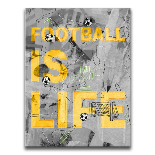 Football Is Life - Sketch I Posters, Prints, & Visual Artwork TheGoatWallArt PORTRAIT 18x24 0.75" STANDARD