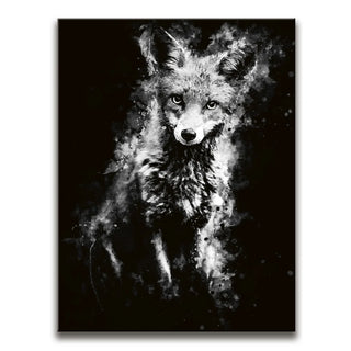 Fox - Watercolor - Black and White