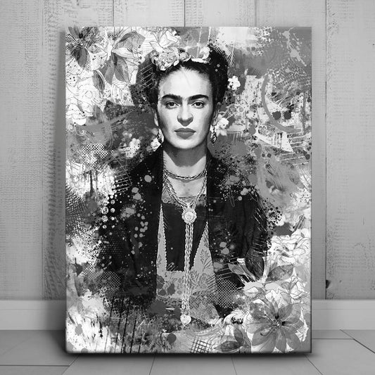 Frida - Black & White Posters, Prints, & Visual Artwork TheGoatWallArt PORTRAIT 18x24 0.75" STANDARD