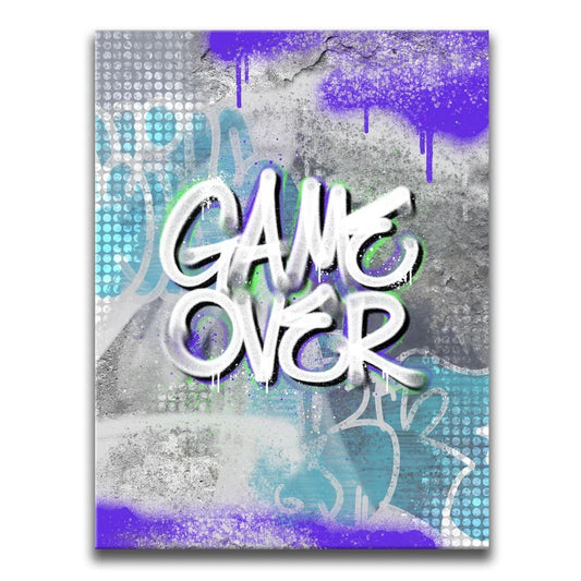 Game Over - Blue & Purple Posters, Prints, & Visual Artwork TheGoatWallArt PORTRAIT 18x24 0.75" STANDARD