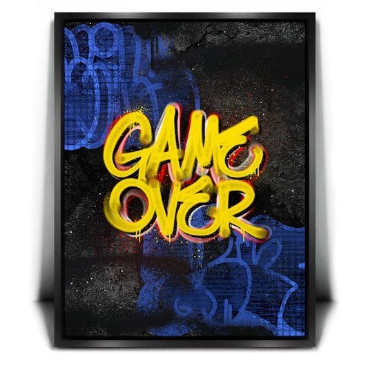 Game Over - Graffiti - Defender Style Posters, Prints, & Visual Artwork TheGoatWallArt PORTRAIT 18x24 1.70" BLACK FRAME