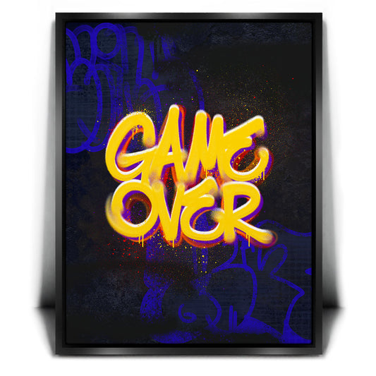 Game Over - Graffiti - Pacman Style Posters, Prints, & Visual Artwork TheGoatWallArt PORTRAIT 18x24 1.70" BLACK FRAME