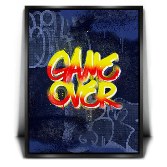 Game Over - Graffiti - Street Fighter Style Posters, Prints, & Visual Artwork TheGoatWallArt PORTRAIT 18x24 1.70" BLACK FRAME