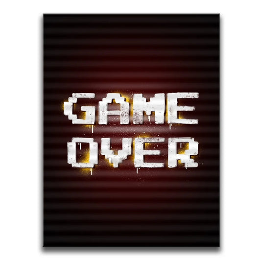 Game Over - White Posters, Prints, & Visual Artwork TheGoatWallArt PORTRAIT 18x24 0.75" STANDARD