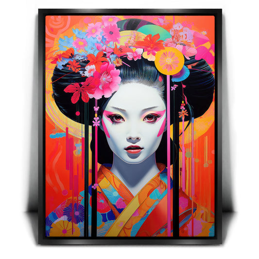 Geisha Blossoms Posters, Prints, & Visual Artwork TheGoatWallArt PORTRAIT 18x24 1.70" BLACK FRAME