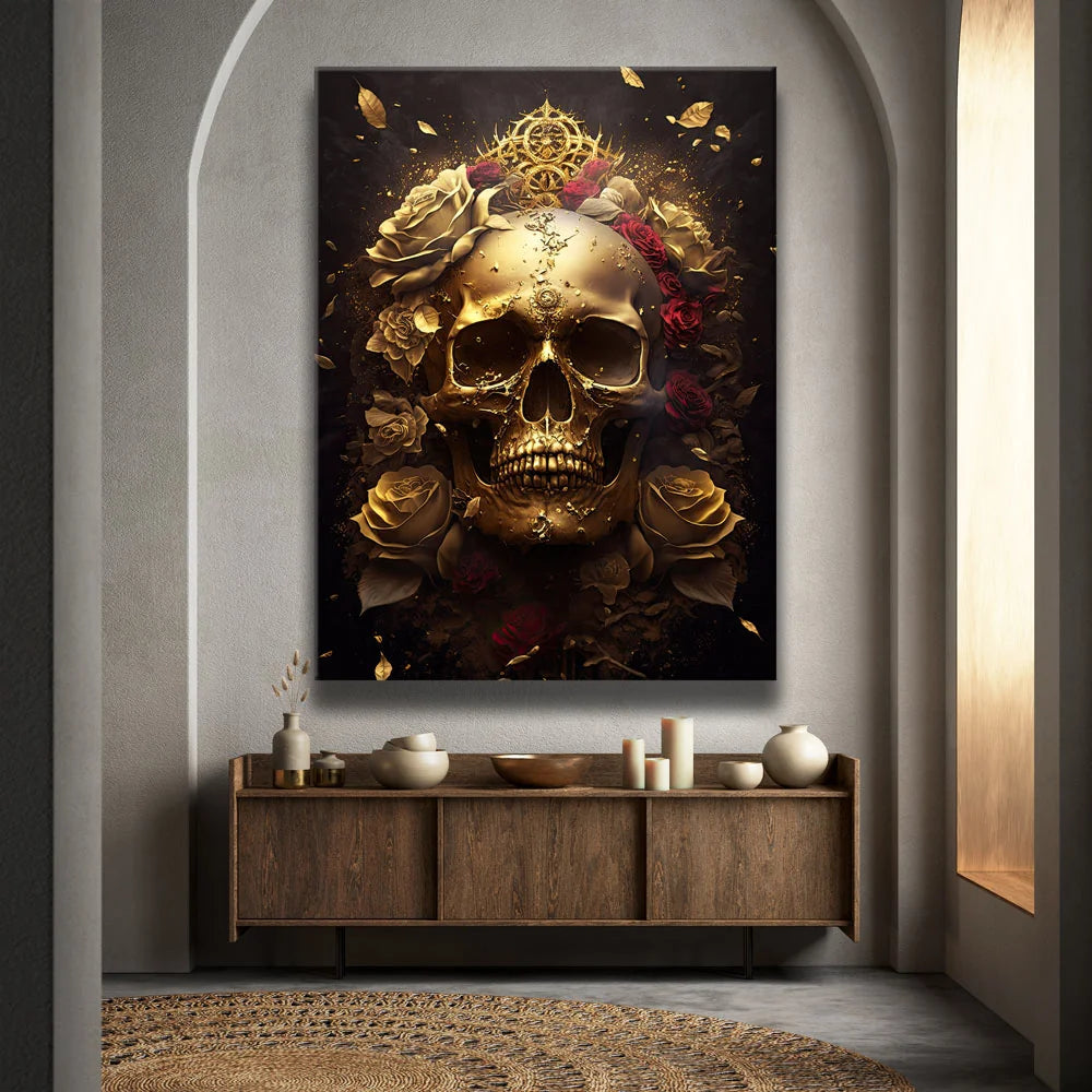 Featured image 2 for Gold Skull Red Roses