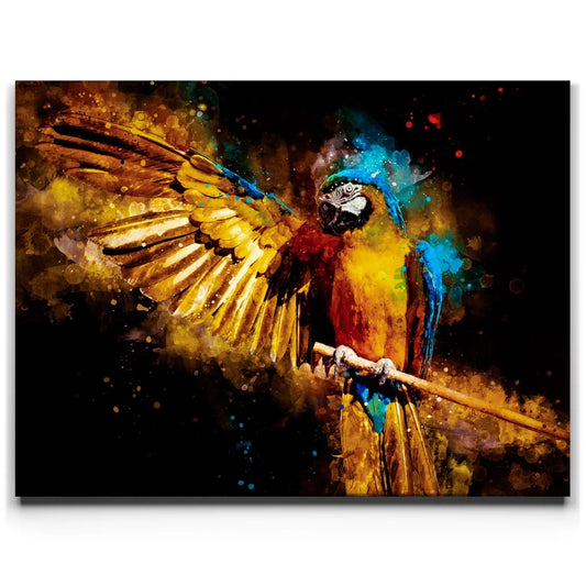Golden Macaw - Watercolor Posters, Prints, & Visual Artwork TheGoatWallArt LANDSCAPE 24x18 0.75" STANDARD