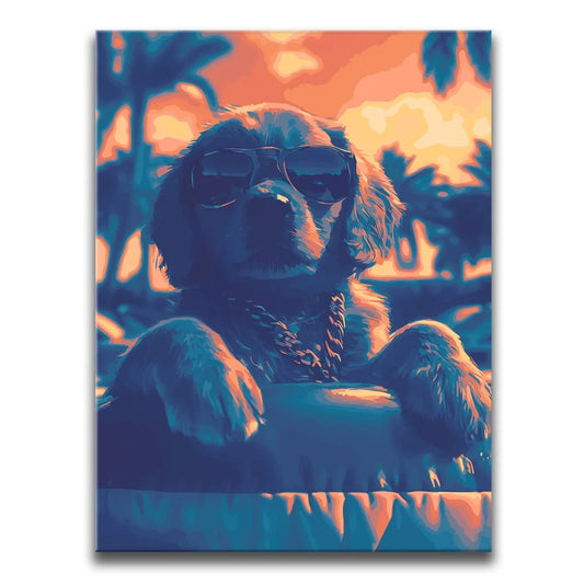 Golden Puppy Poolside Posters, Prints, & Visual Artwork TheGoatWallArt PORTRAIT 18x24 0.75" STANDARD