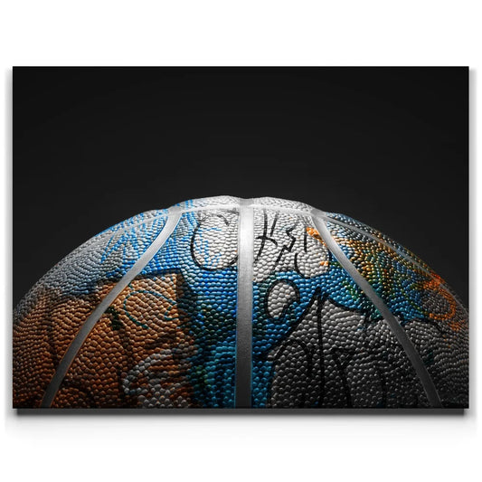 Graffiti Basketball - Knicks Colors Posters, Prints, & Visual Artwork TheGoatWallArt LANDSCAPE 24x18 0.75" STANDARD