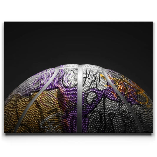Graffiti Basketball - Lakers Colors Posters, Prints, & Visual Artwork TheGoatWallArt LANDSCAPE 24x18 0.75" STANDARD