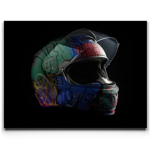 Graffiti Biker Helmet 2 Posters, Prints, & Visual Artwork TheGoatWallArt LANDSCAPE 24x18 0.75" STANDARD