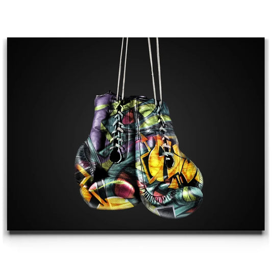 Graffiti Boxing Gloves Posters, Prints, & Visual Artwork TheGoatWallArt LANDSCAPE 24x18 0.75" STANDARD