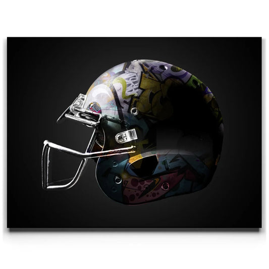 Graffiti Football Helmet Posters, Prints, & Visual Artwork TheGoatWallArt LANDSCAPE 24x18 0.75" STANDARD