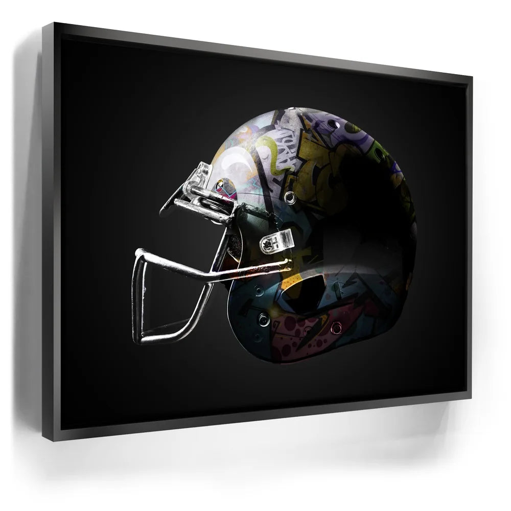 artist football helmets Graffiti Football Helmet LANDSCAPE / 32x24 / 1.70" Black FRAME
