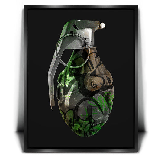Graffiti Grenade - Camo Posters, Prints, & Visual Artwork TheGoatWallArt PORTRAIT 18x24 1.70" BLACK FRAME