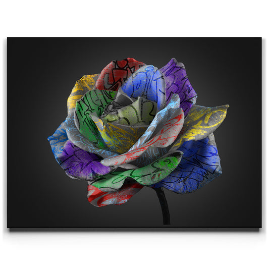 Graffiti Rose Posters, Prints, & Visual Artwork TheGoatWallArt LANDSCAPE 24x18 0.75" STANDARD