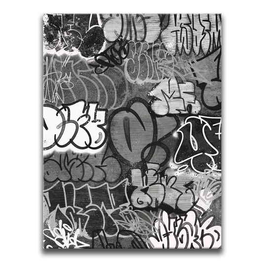 Graffiti Wall - Black and White Posters, Prints, & Visual Artwork TheGoatWallArt PORTRAIT 18x24 0.75" STANDARD