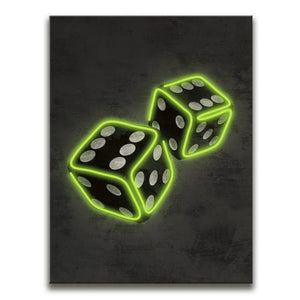 Green Dice - Neon Style