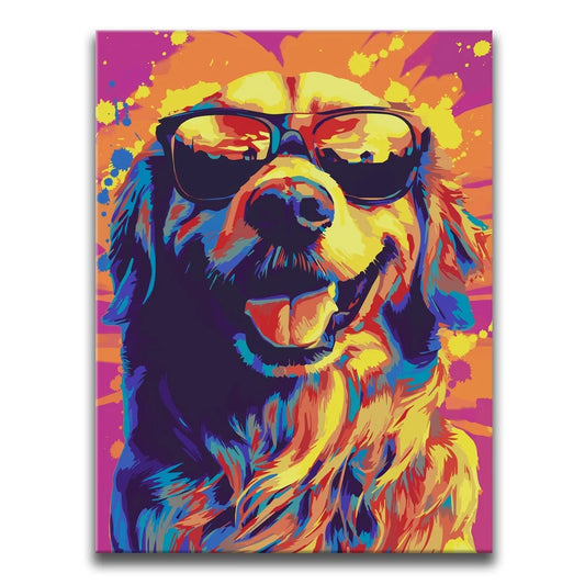 Groovy Golden Retriever Posters, Prints, & Visual Artwork TheGoatWallArt PORTRAIT 18x24 0.75" STANDARD