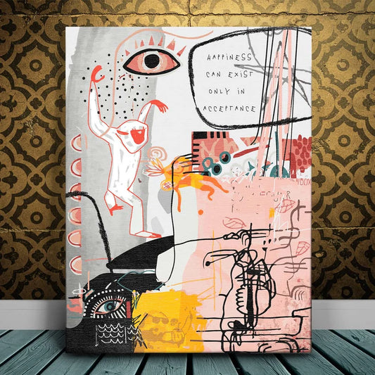 Happiness Is Acceptance Posters, Prints, & Visual Artwork TheGoatWallArt PORTRAIT 18x24 0.75" STANDARD