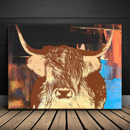 Highland Cow Brown Posters, Prints, & Visual Artwork TheGoatWallArt LANDSCAPE 24x18 0.75" STANDARD
