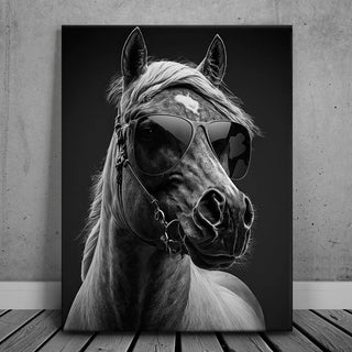 Horse Wearing Glasses II - Black and White