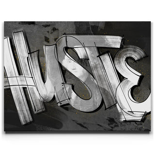 Hustle - Calligraphy - Black and White