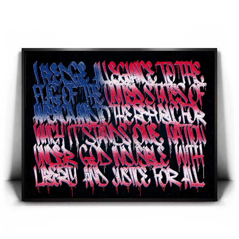 I Pledge Allegiance To The Flag - Calligraphy – TheGOATWallArt