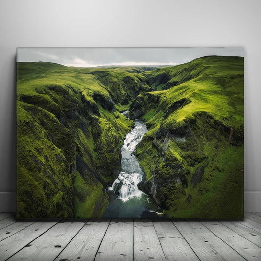 Iceland Green Canyon with Waterfall