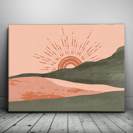 Jade & Terracotta Sunset - Boho Posters, Prints, & Visual Artwork TheGoatWallArt LANDSCAPE 24x18 0.75" STANDARD