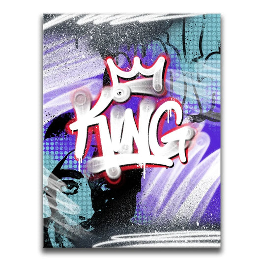 King - Stencil Graffiti Posters, Prints, & Visual Artwork TheGoatWallArt PORTRAIT 18x24 0.75" STANDARD