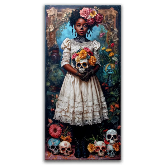 La Dama De Los Muertos Posters, Prints, & Visual Artwork TheGoatWallArt PORTRAIT - TALL 15x30 0.75" STANDARD