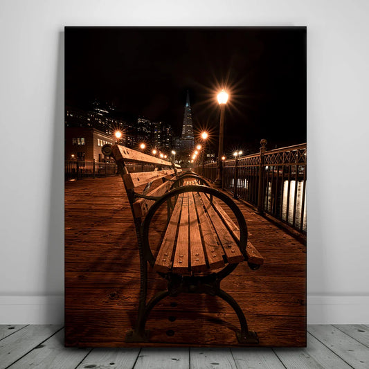 Lantern Lit Pier - San Francisco Posters, Prints, & Visual Artwork TheGoatWallArt PORTRAIT 18x24 0.75" STANDARD