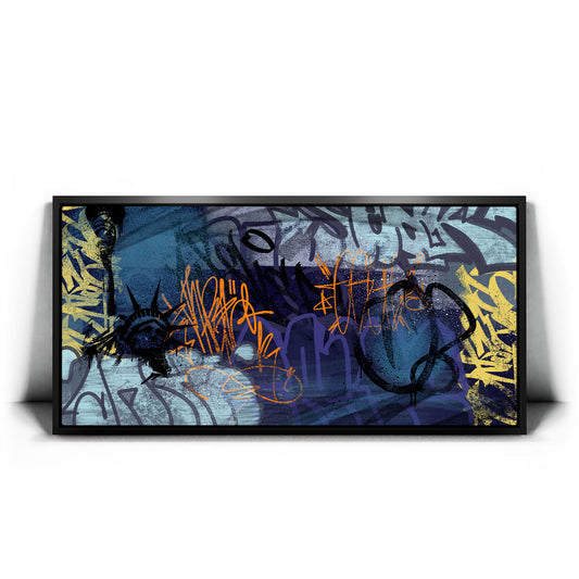 Liberty - Graffiti Posters, Prints, & Visual Artwork TheGoatWallArt LANDSCAPE - WIDE 30x15 1.70" BLACK FRAME