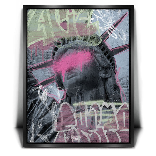 Liberty Is Blind - Pink Graffiti Posters, Prints, & Visual Artwork TheGoatWallArt PORTRAIT 18x24 1.70" BLACK FRAME