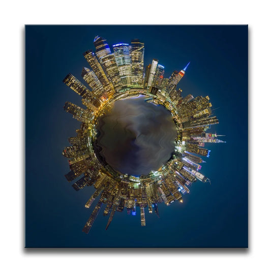 Little Planet Manhattan At Night Feat Empire State Building Posters, Prints, & Visual Artwork TheGoatWallArt SQUARE 15x15 0.75" STANDARD