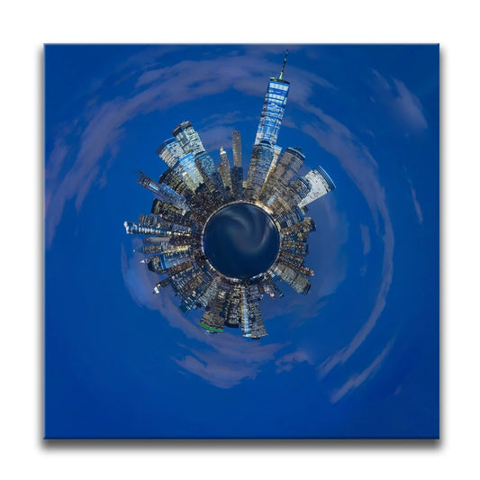 Little Planet Manhattan Feat. 1 World Trade Center Posters, Prints, & Visual Artwork TheGoatWallArt SQUARE 15x15 0.75" STANDARD