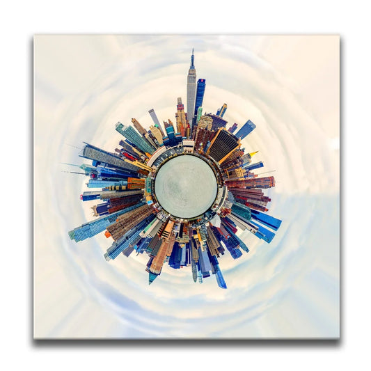 Little Planet Manhattan Feat. Midtown Skyline Skyscrapers Posters, Prints, & Visual Artwork TheGoatWallArt SQUARE 15x15 0.75" STANDARD