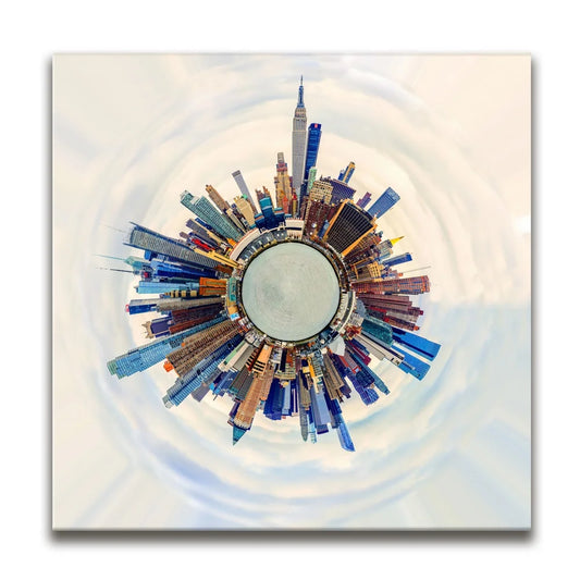 Little Planet Manhattan Feat. Midtown Skyline Skyscrapers Posters, Prints, & Visual Artwork TheGoatWallArt SQUARE 15x15 0.75" STANDARD