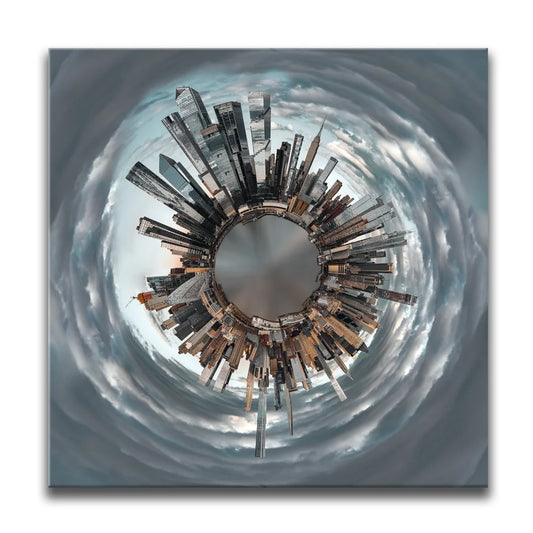 Little Planet Manhattan With A Stormy Sky Posters, Prints, & Visual Artwork TheGoatWallArt SQUARE 15x15 0.75" STANDARD