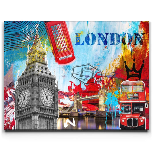 London Collage Posters, Prints, & Visual Artwork TheGoatWallArt LANDSCAPE 24x18 0.75" STANDARD