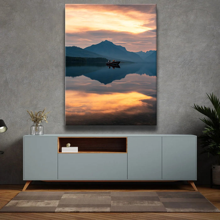 Featured image 2 for Lone Boat at Sunrise - Lake Mcdonald
