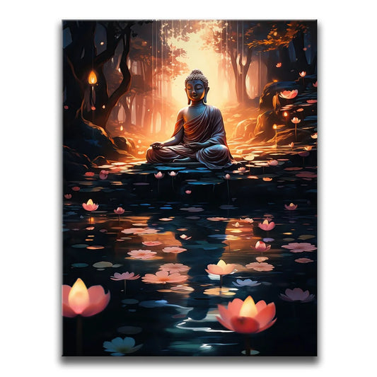 Lotus Blooms, Buddha's Throne Posters, Prints, & Visual Artwork TheGoatWallArt PORTRAIT 18x24 0.75" STANDARD