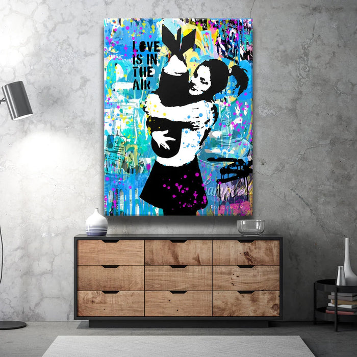 Love Is In The Air - Banksy Warhol Mashup – TheGOATWallArt Love Is In The Air - Banksy Warhol Mashup – TheGOATWallArt