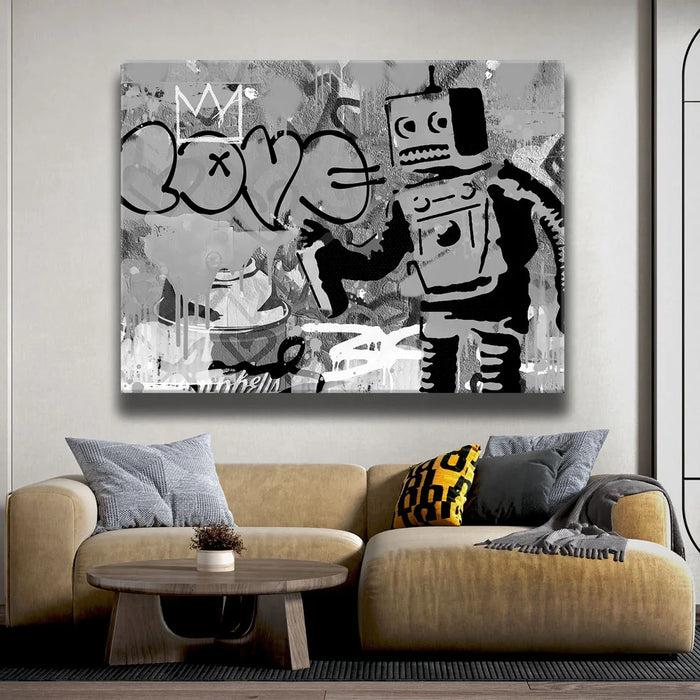 Featured image 2 for Love Robot - Banksy Warhol Mashup - B & W