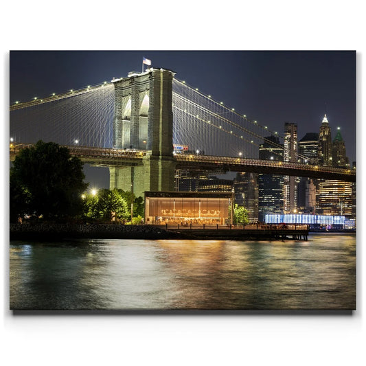 Lower Manhattan And Brooklyn Bridge Panoramic View - 1 Of 2 Posters, Prints, & Visual Artwork TheGoatWallArt LANDSCAPE 24x18 0.75" STANDARD
